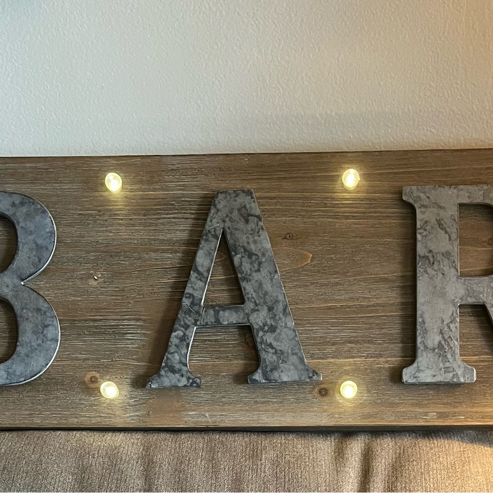 Rustic Gray and Brown BAR Sign